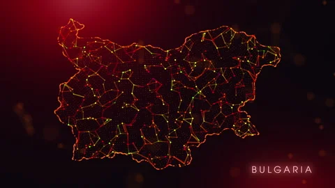 Digital Bulgaria Map Motion Reveal With Abstract Red And Orange Plexus Netw.. Stock Footage 330394642