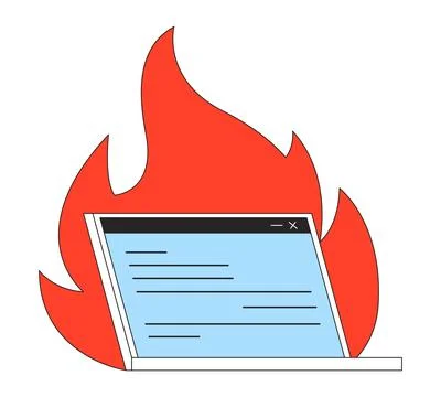 Digital burnout flat line concept vector spot illustration Stock Illustration