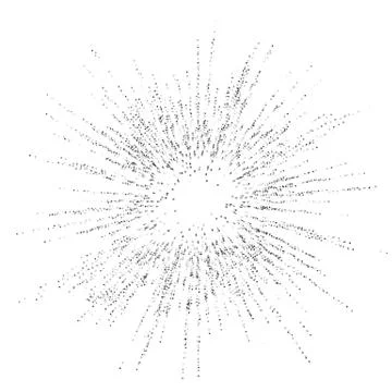 Digital burst pattern with multiple dots. Explosion consist of black particles Stock Illustration