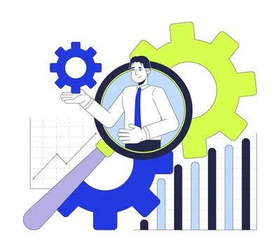 Digital business analytics 2D illustration concept Stock Illustration