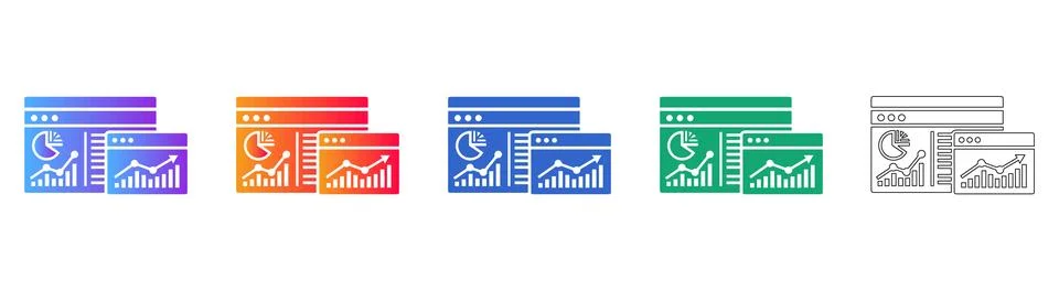 Digital Business Analytics and Performance Icons Illustrazione stock