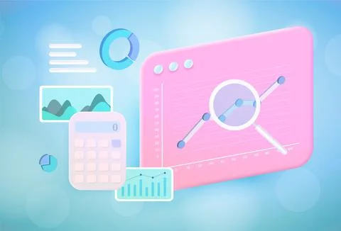 Digital business analytics, big data concept. Digital marketing financial data Stock Illustration