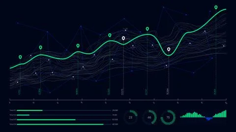 Digital business analytics concept, data threads graphic visualization Stock-Illustration