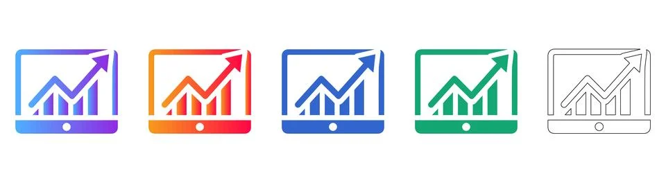 Digital Business Analytics Dashboard Graph Icons Stock Illustration