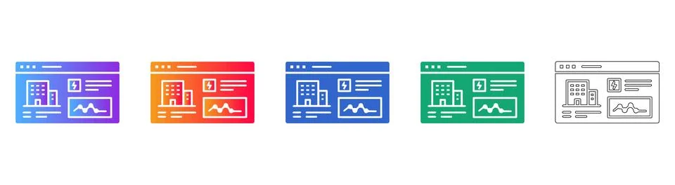 Digital Business Analytics Dashboard Interface Icons Stock Illustration