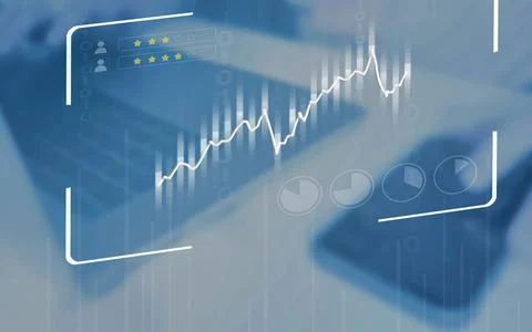 Digital business analytics graph with financial data and user ratings on a .. Stock Photos