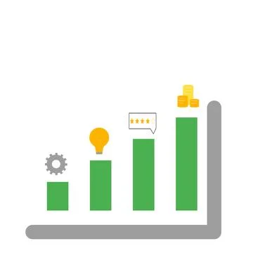 Digital business and online learning concept with laptops charts ideas Illustrazione stock