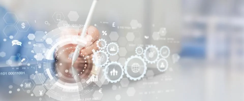 Digital Business Automation and Data Management Technology Concept. Stockfoto's