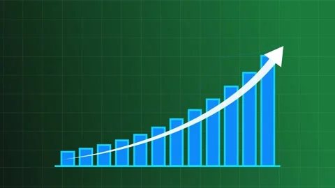 Digital business bar chart animation steadily rising arrow dotted trend line and 스톡 동영상 342616748
