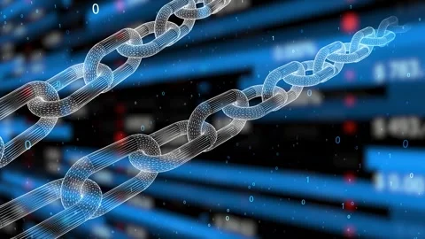 Digital business blockchain chains data background Stock Footage 337247398