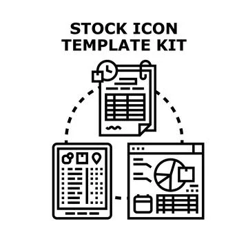 Digital business data management and icon kit Stock Illustration