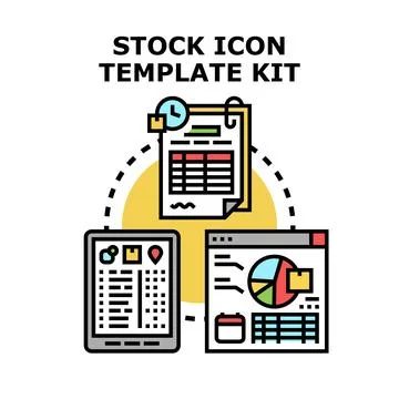 Digital business data management and icon kit Stock Illustration