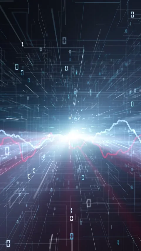Digital business graphs with binary numbers cyberspace vertical animation Stock Footage 345524967