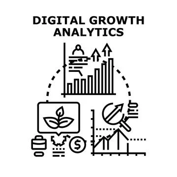 Digital business growth analytics calculating success revenue Illustrazione stock