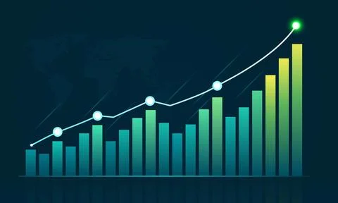 Digital Business Growth Chart Stock Illustration
