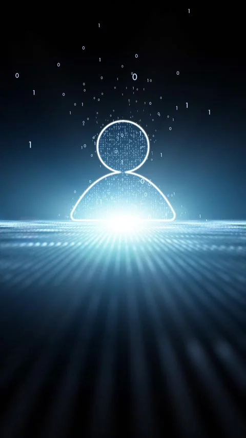 Digital business man icon with binary numbers loop vertical animation 動画素材 347511200
