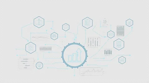 Digital business management infographic with optimized data workflows 库存影片 331766104