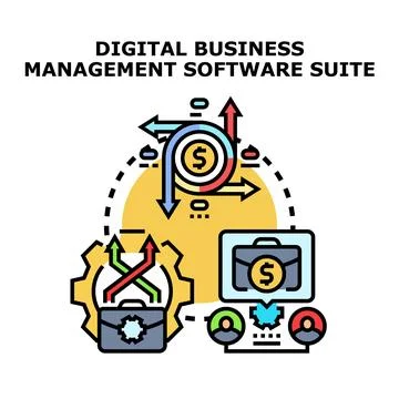 Digital business management software suite concept Ilustração Stock