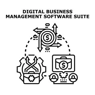 Digital business management software suite concept Ilustração Stock