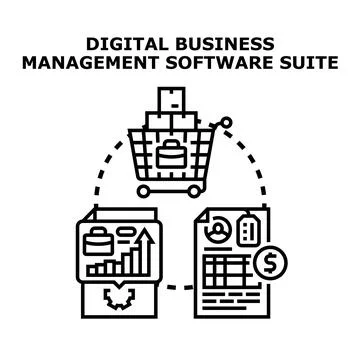 Digital business management software suite concept Ilustração Stock