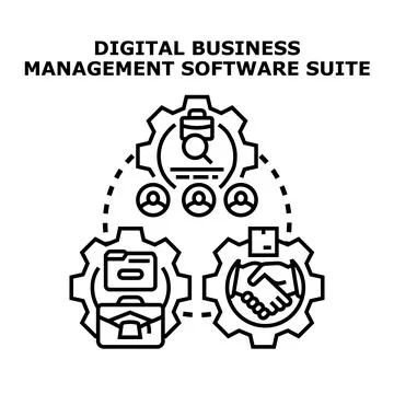 Digital business management software suite concept Illustrazione stock
