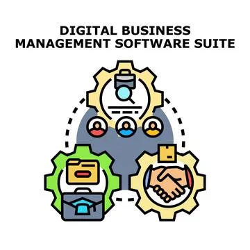 Digital business management software suite concept Stock Illustration