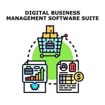 Digital business management software suite concept 库存插图