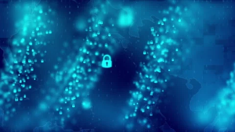 Digital Business Security Key and Lock Background Stock Footage 338446749