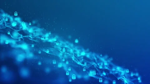 Digital Business Security Key and Data Wave Background Stock Footage 338446918