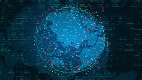 Digital Business Security Sphere Network Technology Background Stock Footage 339044195