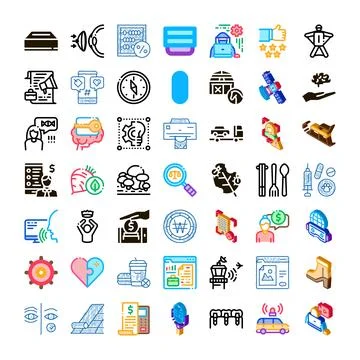 Digital business services and technology icons grid Stock Illustration