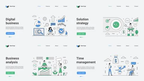 This is a digital business solutions web template illustrated through vector 스톡 일러스트