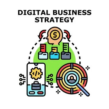 Digital business strategy developing mobile technology marketing plan Illustrazione stock