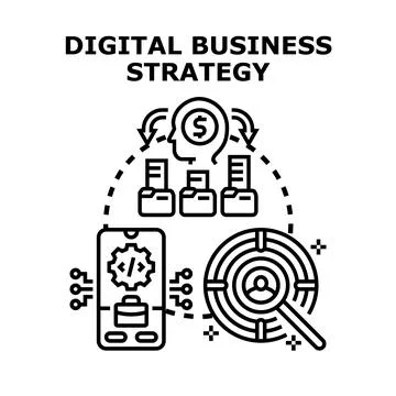 Digital business strategy developing mobile technology marketing plan Stock Illustration