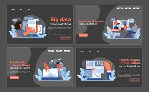 Digital Business suite. Analyzing big data. Illustrazione stock