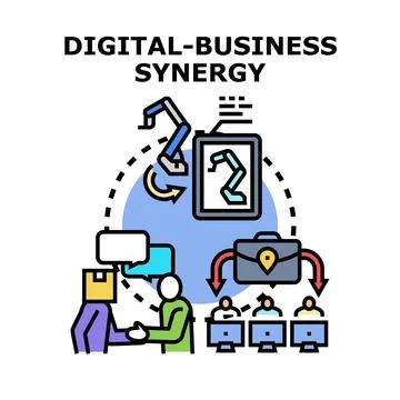 Digital business synergy creating collaborative workflow solutions Stock Illustration