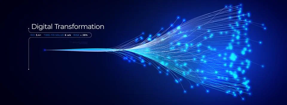Digital business transformation data network smart communication technology イラスト素材