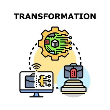 Digital business transformation process via modern technology Stock Illustration