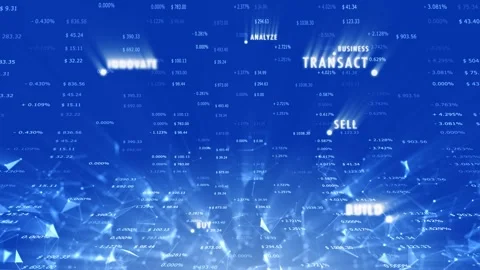 Digital business word cloud with currency data wall animation Stock Footage 338406479