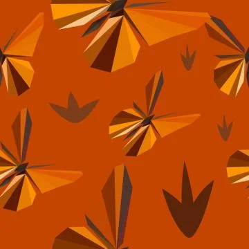 Digital butterfly low poly seamless pattern vector background Stock Illustration