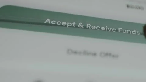 Digital button Accept and Receive Funds Stock Footage 333824140