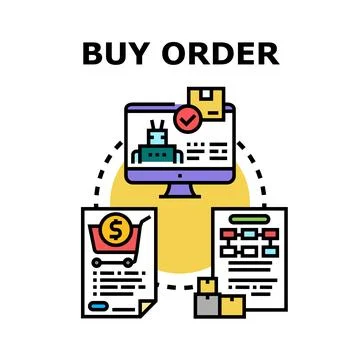 Digital buy order processing and automation concept Stock Illustration