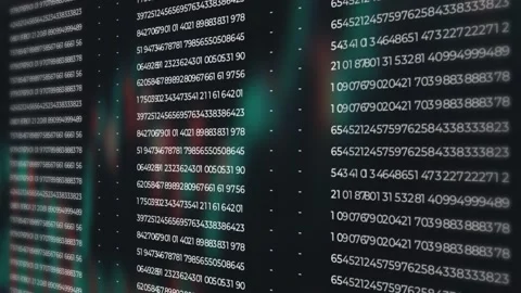 Digital calculations happen quickly on the screen. Server, Blockchain, Big D Stock Footage 164100417