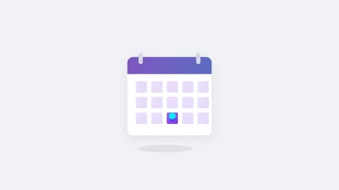 Digital Calendar Icon with Floating Event Marker and Violet Blue Gradient Stock-Footage 346130739