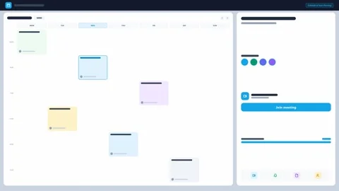 Digital calendar interface for remote team meeting scheduling. 4K 스톡 동영상 342898376