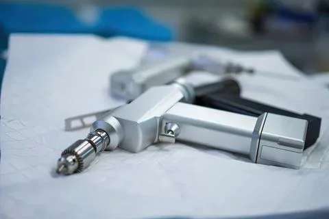 Digital caliper measuring precision with gray background Stock Photos