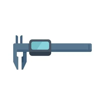 Digital caliper measuring tool icon showing length width and depth Stock Illustration