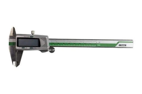 Digital caliper precision measuring instrument with metric inch scale Stock Photos