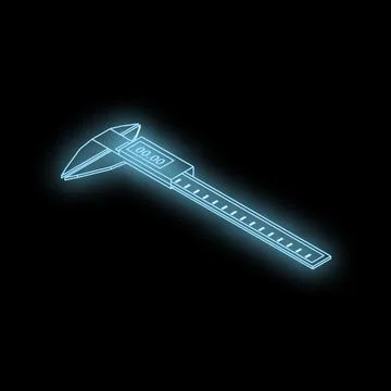 Digital caliper showing zero measurement on black background Stock Illustration