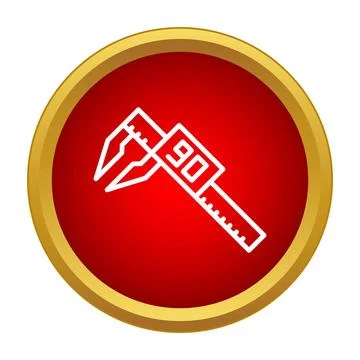 Digital caliper tool displaying precise measurement in red circle Stock Illustration
